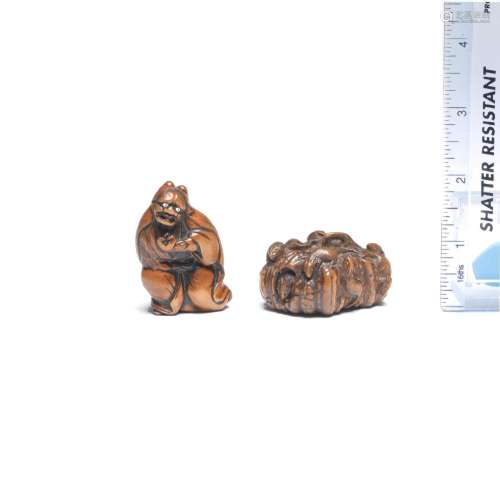 TWO WOOD NETSUKE Edo period (1615-1868), early/mid 19th cent...