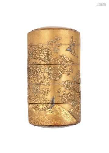 A GOLD-LACQUER FOUR-CASE INRO Edo period (1615-1868), 19th c...