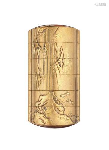 A GOLD-LACQUER FIVE-CASE INRO Kajikawa lineage, Edo period (...