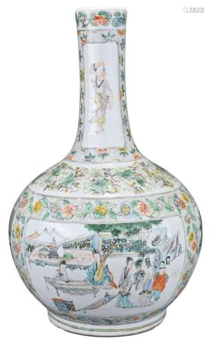 A CHINESE FAMILLE VERTE BOTTLE VASE, 19TH CENTURY