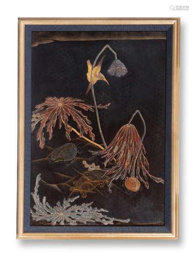 A BLACK-LACQUER PLAQUE  Edo period (1615-1868) or Meiji era ...