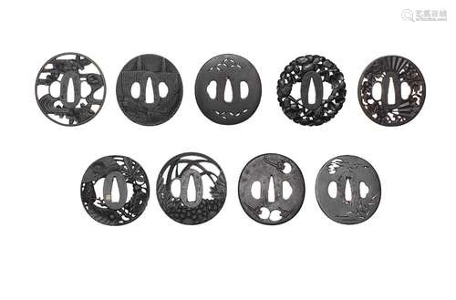 NINE IRON TSUBA (SWORD GUARDS) Edo period (1615-1868), 17th ...