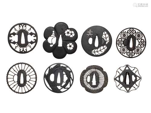 EIGHT IRON TSUBA Edo period (1615-1868), 17th to 19th centur...