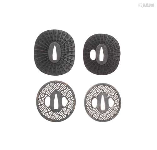 FOUR IRON TSUBA (SWORD GUARDS) Edo period (1615-1868), 18th ...