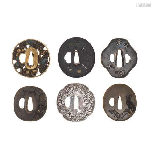 SIX TSUBA (SWORD GUARDS) Edo period (1615-1868), 18th to 19t...