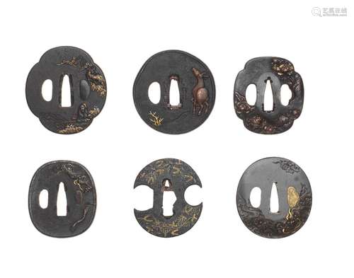 SIX TSUBA (SWORD GUARDS) Edo period (1615-1868), 17th to 19t...