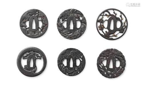 SIX ECHIZEN TSUBA (SWORD GUARDS) Edo period (1615-1868), 17t...