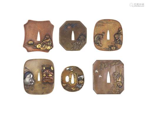 SIX TSUBA (SWORD GUARDS) Edo period (1615-1868), 19th centur...