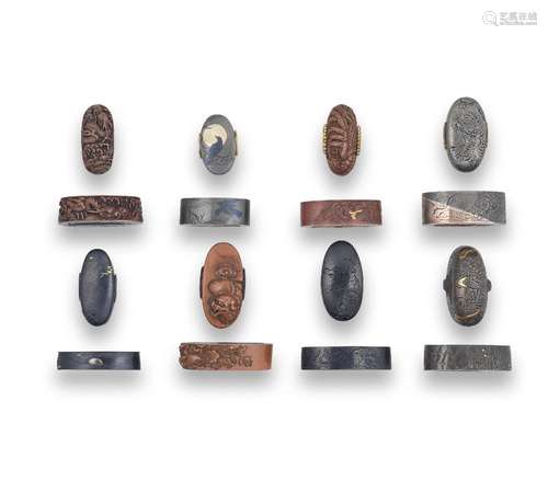 EIGHT FUCHI-GASHIRA (HILT COLLARS AND POMMELS) Edo period (1...