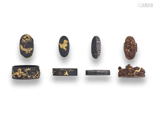 FOUR FUCHI-GASHIRA (HILT COLLARS AND POMMELS) Edo period (16...