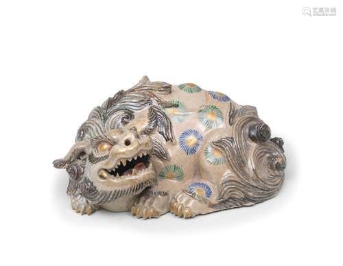 A KYOYAKI EARTHENWARE KORO (INCENSE BURNER) AND COVER IN THE...