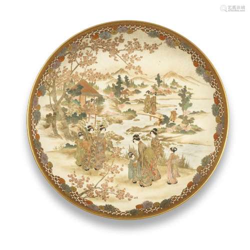 A SATSUMA LARGE DISH By Kinkozan, Meiji era (1868-1912), lat...