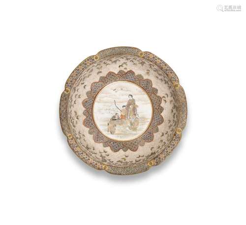 A SATSUMA LOBED BOWL By Kinzando, Meiji era (1868-1912), lat...