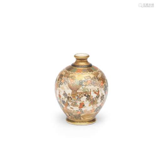 A SATSUMA BALUSTER VASE By Kinkozan, Meiji era (1868-1912), ...