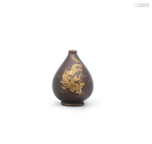 A SATSUMA MINIATURE PEAR SINGLE-STEM VASE By Kinkozan, Meiji...