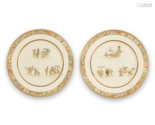 TWO SATSUMA PLATES By Kinkozan, Meiji era (1868-1912), late ...