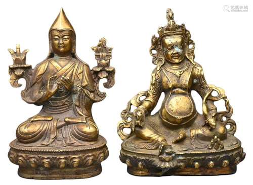 TWO SINO-TIBETAN BRONZE FIGURES