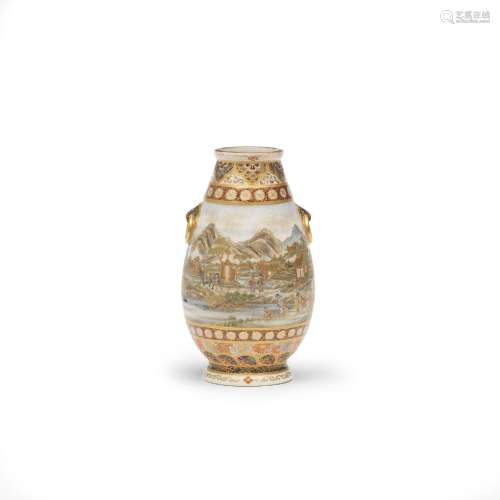 YABU MEIZAN (1853-1934) OF OSAKA A Satsuma Oval Small Vase M...