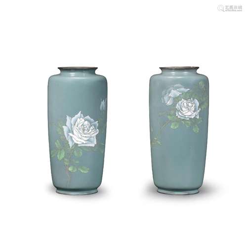 ANDO JUBEI COMPANY A Pair of Cloisonné-Enamel Tall Baluster ...