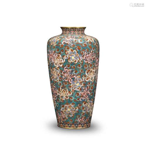 A CLOISONNÉ-ENAMEL TALL BALUSTER VASE Meiji era (1868-1912),...