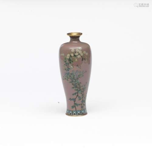 OTA KICHISABURO A Cloisonné-Enamel Slender Vase Nagoya, Meij...