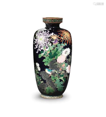 A CLOISONNÉ-ENAMEL TALL BALUSTER VASE Nagoya, Meiji era (186...