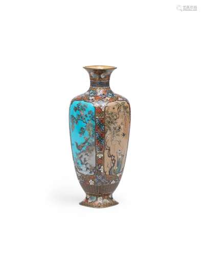 OTA TOSHIRO (1869-1940) A Cloisonné-Enamel Four-Sided Vase M...