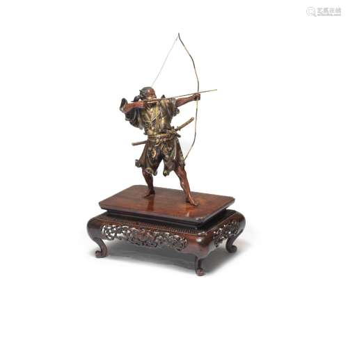 AKASOFU GYOKKO A Gilt-Bronze Figure of an Archer Meiji (1868...