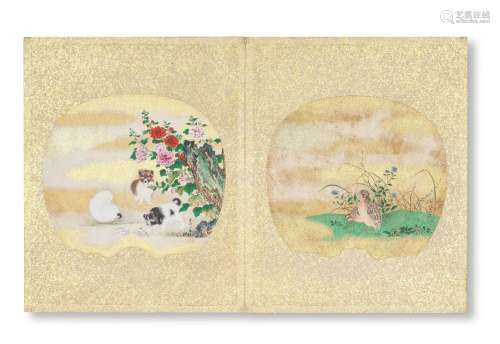 AN ALBUM OF 24 FAN PAINTINGS Edo period (1615-1868), mid 19t...