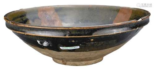 A CHNESE RUSSET-SPLASHED BLACK GLAZE POTTERY BOWL, JIN DYNAS...