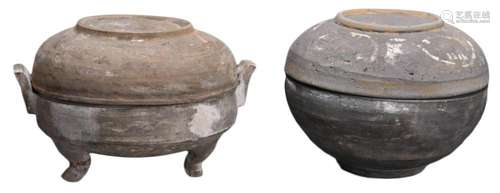 TWO CHINESE GREY POTTERY VESSELS, HAN DYNASTY (206BC-220AD)