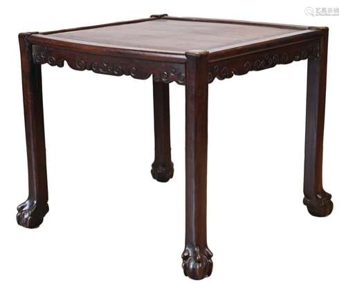 A CHINESE HARDWOOD SQUARE TABLE, 19TH CENTURY