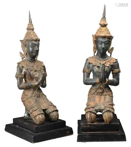 PAIF OF THAI THEPHANOM BRONZE FIGURES