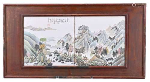 CHINESE FRAMED PORCELAIN TILES, 19/20TH CENTURY