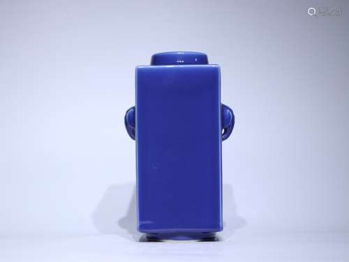 清咸丰霁蓝釉象耳粽式瓶