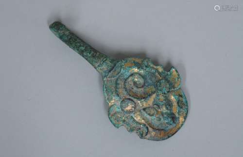 战汉时期 螭虎纹青铜鎏金带钩