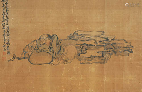 1687～1768 黄慎 罗汉  镜片 设色绢本