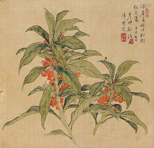 1807～1847 刘彦冲 花卉  立轴 设色绢本