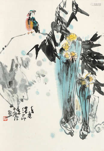 b.1947 吴海浪 春意浓  镜片 设色纸本