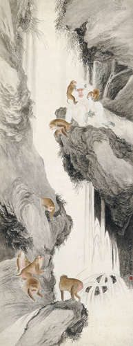 1870～1944 李汉青 猴  立轴 设色绢本