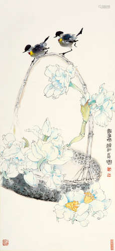 1911～2005 郑乃光 花鸟  立轴 设色纸本