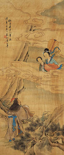 1855～1919 黄山寿 郭子仪拜仙图  立轴 设色绢本