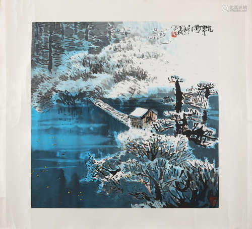 邱笑秋（b.1935)　1989年作 九寨雪 设色纸本　镜心