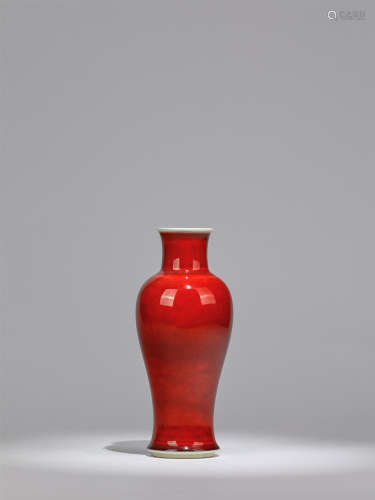 清雍正 郎窯紅釉觀音瓶