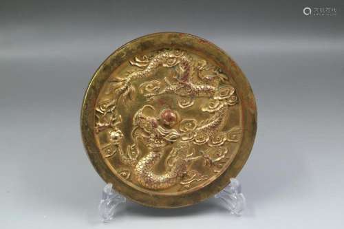 A Gilt Bronze Round Mirror