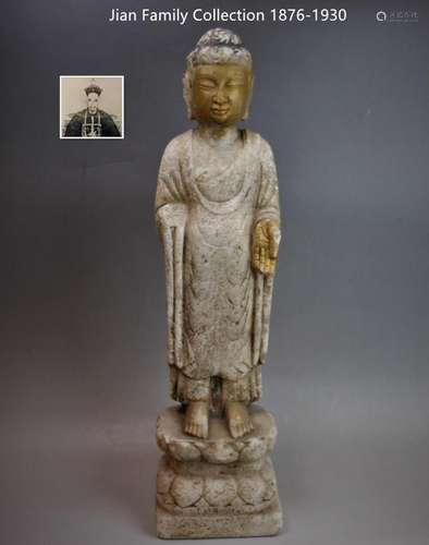 CHINESE STONE CARVED STANDING BUDDHA