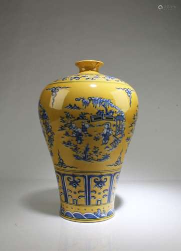 A Famille Jaune Porcelain Meiping Vase