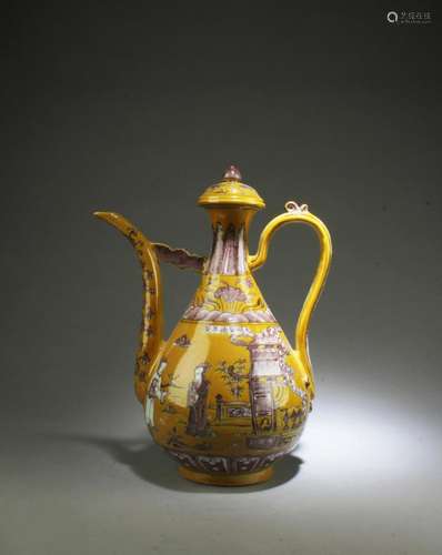 A Famille Jaune Porcelain Teapot