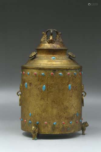 A Gilt Bronze Container