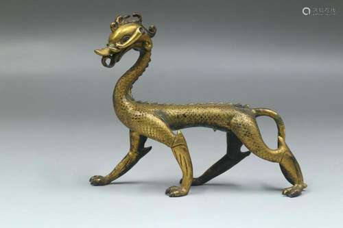 A Gilt Bronze Dragon Ornament